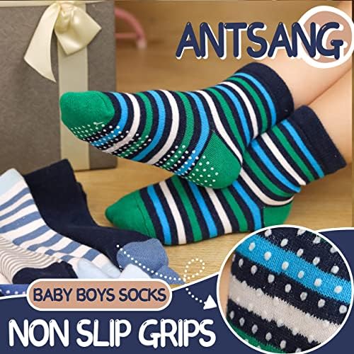 Antsang Baby meninos agarra meias crianças crianças crianças não deslizam/anti -skid algodão meias