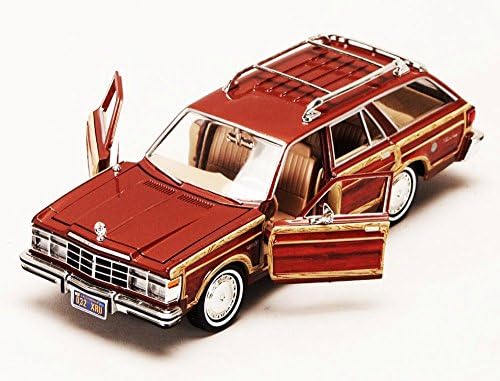 1979 Chrysler LeBaron Town & Country Wagon, vermelho com Woodie Siding Motormax 73331 - 1/24 Modelo Diecast