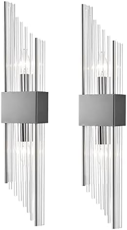 Luz de parede de vidro moderno com 2 luzes de hidelita Feltamento de acabamento preto acabamento de metal