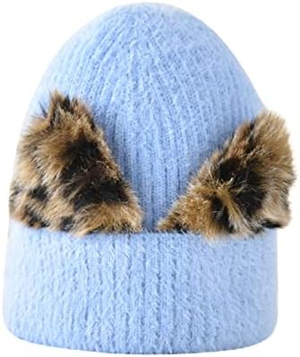 Chapéu de malha de inverno para mulheres algemas elásticas de urso