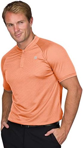 Três sessenta e seis camisas de golfe sem gola para homens - masculino de manga curta casual seco, leve e respirável