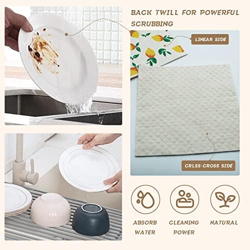 Toalhas de papel reutilizáveis, panos de pratos suecos para cozinha, panos de limpeza reutilizáveis ​​suecos, panos