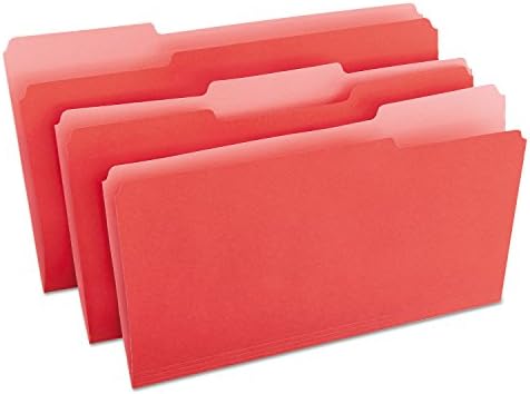 Pastas de arquivo Universal 10523, 1/3 de corte de uma guia superior, legal, vermelho/vermelho, 100/caixa