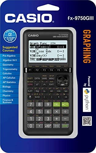Casio FX-9750GIII, calculadora gráfica padrão, Python e exibição de livros de texto natural, preto