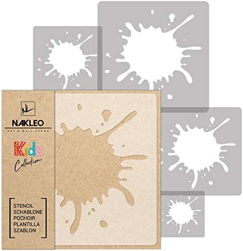 Estênceis de plástico reutilizáveis ​​de Nakleo 5 PCs - Splash Smudge Splatter - 13,4 a 3,5 - Modelo