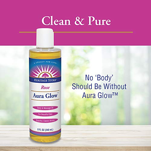 Heritage Store Aura Glow, Rose | Óleo de corpo e massagem | Para uma linda pele e cabelo | Hidratante,