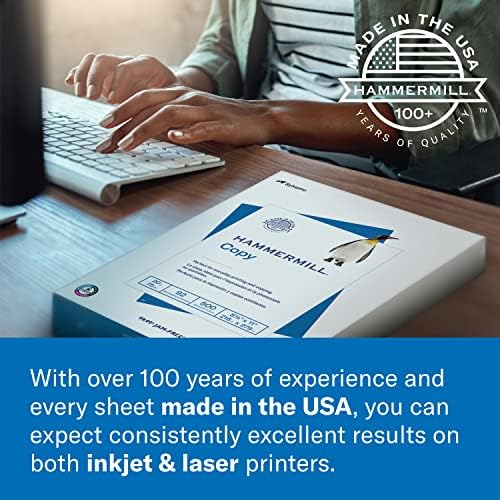 Papel da impressora Hammermill, cor de cópia de 28 lb de cor de 28 lb, 8,5 x 11 - 5 Ream - 100 Bright, feita