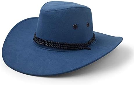 Chapéu de cowboy, chapéu solar faux feltro camurça tampa de viagem oeste chapéu externo proteger