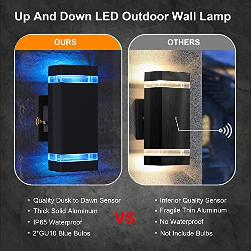 Iyogaled LED quadrado para cima e para baixo Luzes Luz de montagem de parede de garagem ao ar livre,