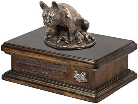 Bulldog francês Mama 2, Urn for Dog Ashes Memorial com estátua, nome e citação de animais de estimação - Artdog