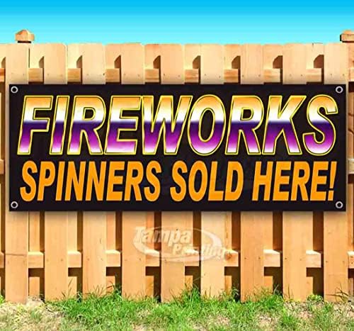 Fireworks Spinners ou Banner 13 oz | Não-fábrica | Vinil de serviço pesado unilateral com ilhós de metal
