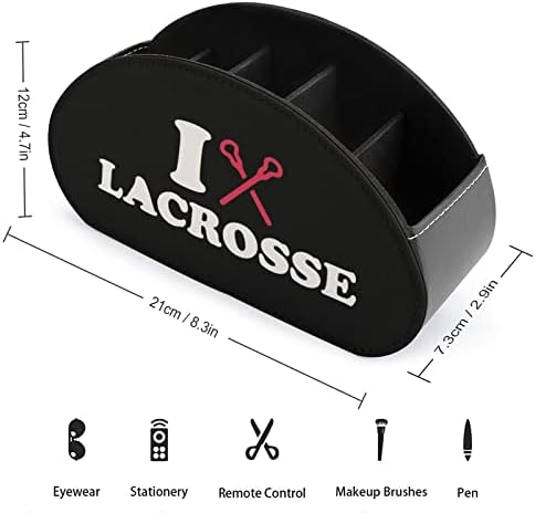 Adoro lacrosse com bastões de controle remoto caixa de armazenamento multifuncional em couro pu