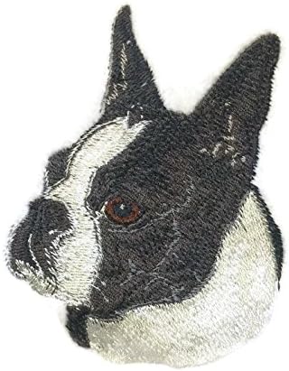 Amazing Custom Dog Face Retratos Boston Terrier] Personalizado e exclusivo] Ferro bordado On/Sew Patch [3,5