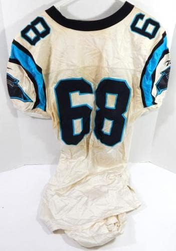 1995 Carolina Panthers 68 Game usou White Jersey Inauguural Season Patch 50 879 - Jerseys usados ​​na NFL