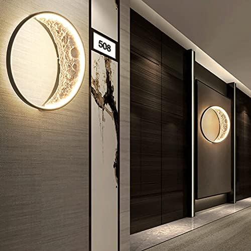 Lâmpada de parede de metal Taimowei com resina Acessórios decorativos da lua, luz de quarto de