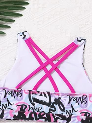 Yeahdor Girls Kids 2 Peças Athletic Set Straps Back Crop Top com Bottoms Gym Yoga Dance Bodysuit