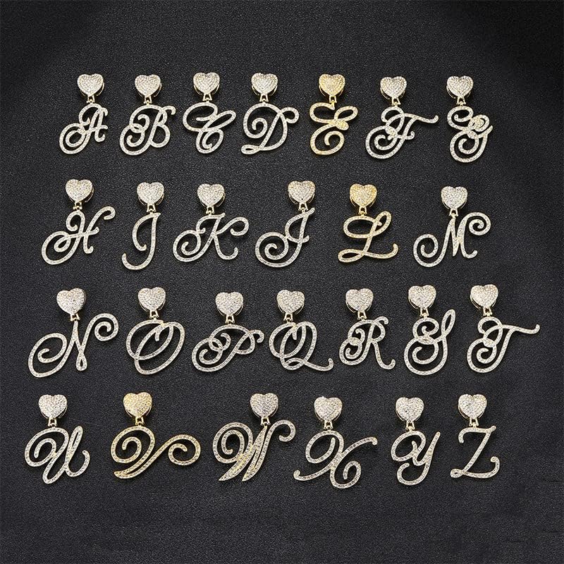 Colares cubanos iniciais de prata de ouro Palotay para mulheres Colar de pendente de alfabetinho cursivo
