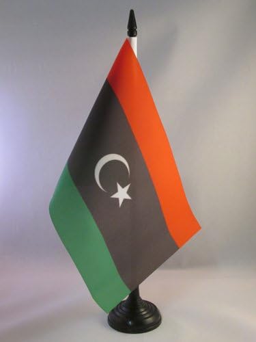 AZ FLAND Líbia Bandeira da mesa 5 '' x 8 '' - Bandeira da mesa da Líbia 21 x 14 cm - Beck de