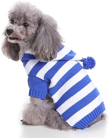 Suéter de natal azul fofo para cães pequenos gatos de inverno sweater quente escolar calça capuz de camisa