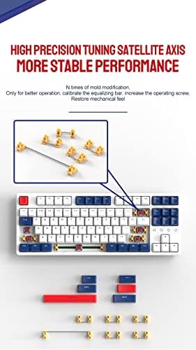 PLRG 80% de teclado mecânico de jogos, 87key Wired Anti-Ghosting Hot Swap White Light Teclado para o interruptor