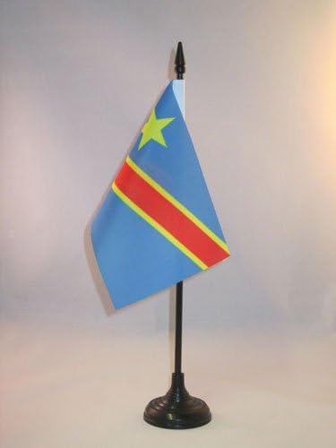 AZ FLAND República Democrática da bandeira da tabela do Congo 4 '' x 6 '' - bandeira de mesa congolesa 15 x 10