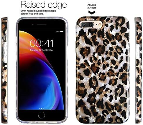J.West iPhone 8 Plus/iPhone 7 Plus Case de 5,5 polegadas, Sparkle Sparkle translúcido translúcido leopardo