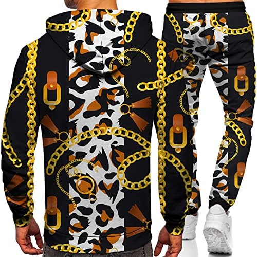 Urvip unissex 3D Digital Sweatshirt e Sweatpantes Potalver Leopard Rodty Padrão de capuz de capuz de 2 peças roupas