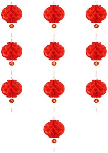 Doitool 60 PCs Lanternas chinesas Lanternas de favo de mel vermelhas penduradas para decoração para decoração de ano novo de ano novo