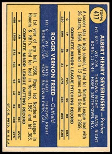1970 Topps 477 Orioles novatos Al Severinsen/Roger Freed Baltimore Orioles Ex Orioles