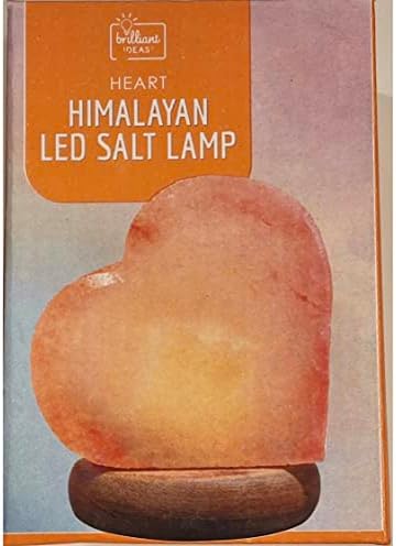 Idéias brilhantes do Himalaia lâmpada de sal- em forma de coração- pó USB- Base de madeira- esculpida- luz branca