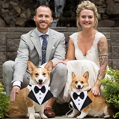 Tuxedo de cachorro, cão formal para cachorro bandana colarinho de aniversário traje com gravata borbole