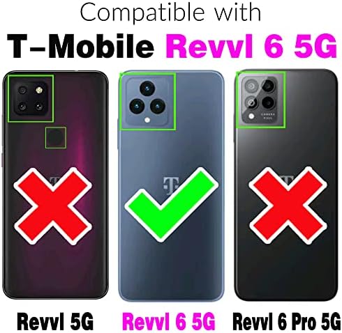 Capa de telefone Asuwish para T-Mobile Revvl 6 5G 2022 Campa de carteira com protetor de tela e