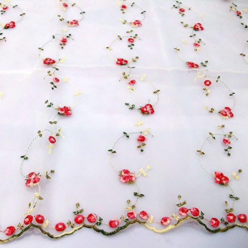 Iris Tech Premium Rose bordado Organza Lace Floral Fabric- pelo quintal