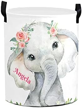 Hampers personalizados de lavanderia de elefante rosa personalizados com cesta de cesta de lavanderia para cesto
