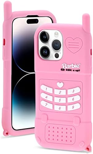 Caso fofo filaco para iPhone 14 Pro 6,1 polegadas, 3D Cartono de silício Pink Capa retrô, capa de telefone