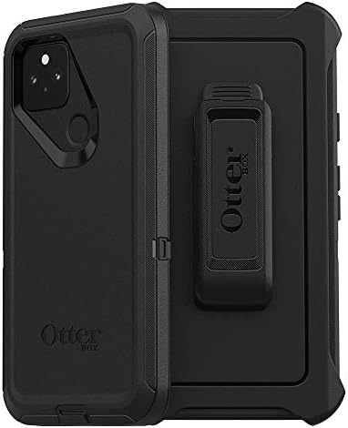 OtterBox Google Pixel 5 Defender Series Case - Black, Rugged e Durável, com Proteção da Porta, Inclui Kickstand
