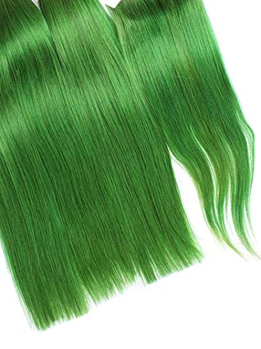 Hairpr ombre Haft Wet Remy INDAIN VIRGIN HUMAN HABEL 20 Fechamento+22 26 26 Weft Green Silk Straight