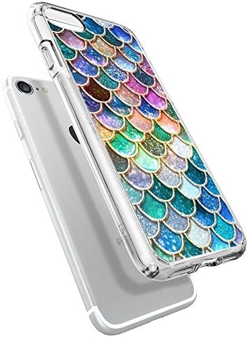 Escalas de sereia coloridas iPhone 7 8 CASE CLEAR, POR MILOSTAR DESIGN TPU TPU CLARO PROVETA PROVATO