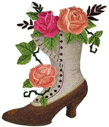 BeyondVision Custom and exclusivo Classic Victorian Elements [BOOT With Roses] Ferro bordado On/Sew Patch 6.66x