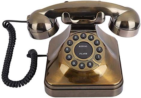 Telefone de bronze antigo de Cuifati, telefone fixo com fio, telefone home de discagem rotativa clássica vintage
