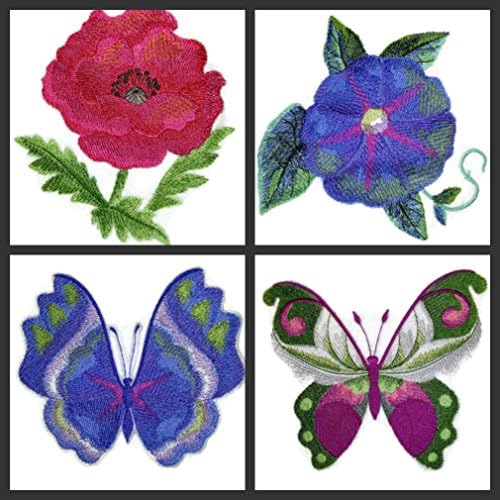 BeyondVision Custom e exclusivo aquarela floresce e borboletas [Bloom de Poppy aquarela] Ferro bordado ON/Sew