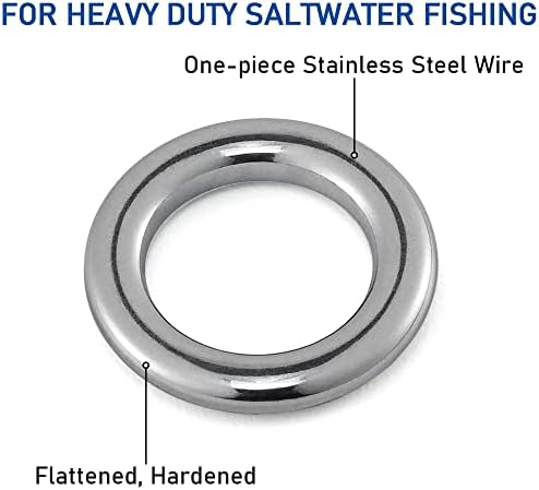 Dr.fish 100 embalagem de pesca anéis sólidos, anéis de pesca de aço inoxidável Ringos de pesca