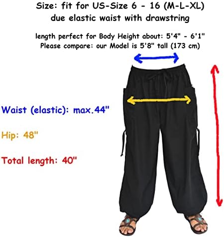 Sakoonee harém calças homens mulheres casuais salão de ioga calça folgada com comprimento ajustável