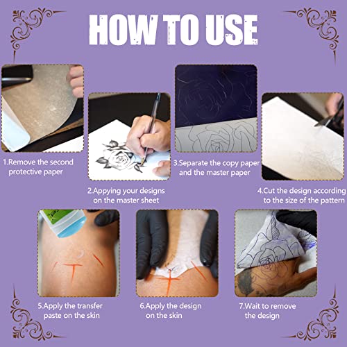 Cinra Tattoo Pratique pele com papel de transferência, kit de papel de rastreamento de pele e tatuagem