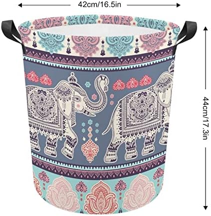 Elefantes de lótus indianos redondos cestos de roupa de lavanderia colapsível cestas de roupas