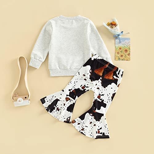 Criança bebê menina menina outono roupas de inverno letra de letra de impressão de supra -camiseta+calça