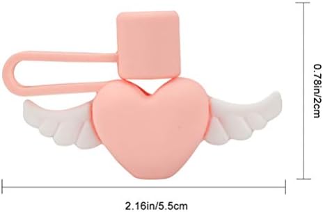 Nuobesty 2pcs Silicone Straw Tips Capas de palha de palha de palha do coração em forma de palha em forma de