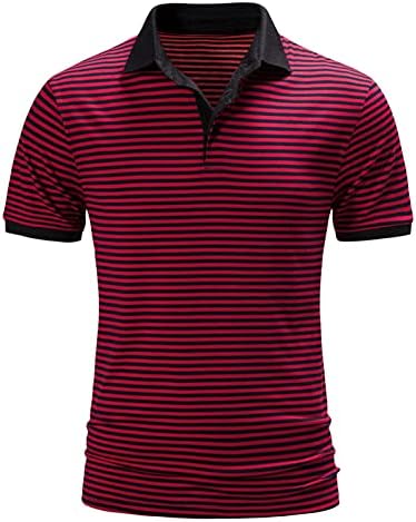 Maiyifu-gj Lápis masculino listrado camiseta de golfe leve colarinho de manga curta Manufa de tênis de performance