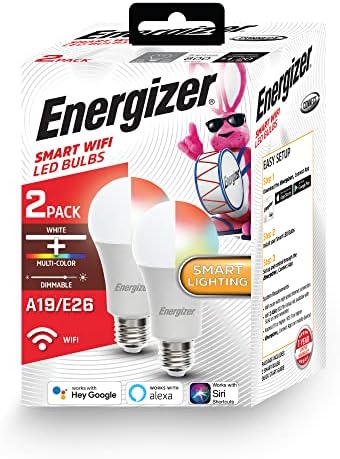 Energizer Connect Smart A19 LED White e Multi-Color RGB Lâmpada com controle de voz e acesso remoto