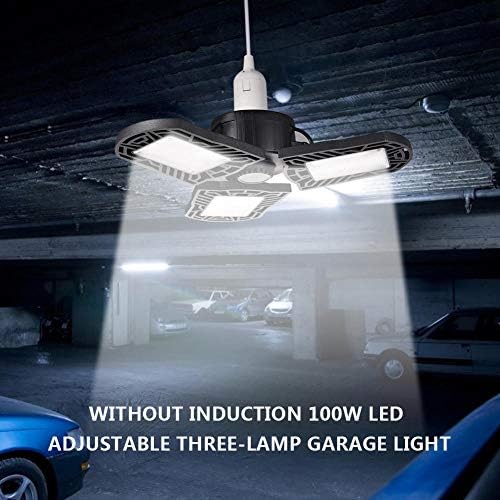 Yuyvhh LED LUZES DE GARAGEM 100W com LED de indução LED Ajustável Ajuste de deformável Garagem Tripla com 3